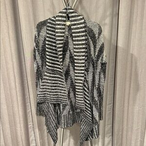 Staring at Stars Black & White Striped Draped Open front Cardigan
